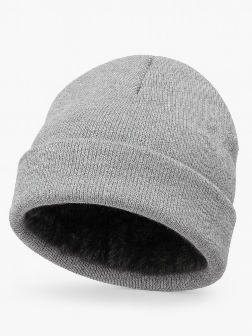 Winter Beanie Hat Embroidered, Mexico, Skull Cap Warm Lined, Light Gray - Picture 3 of 4